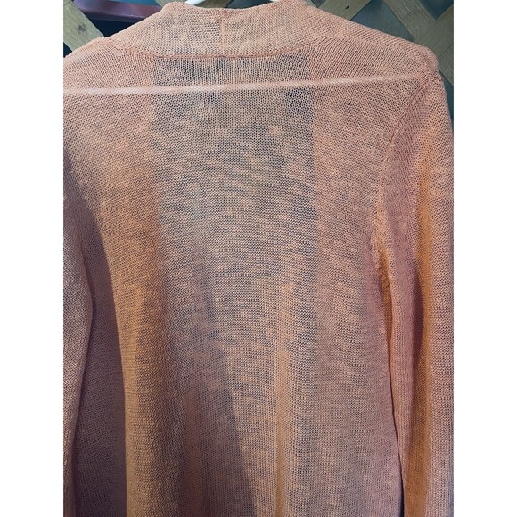 EILEEN FISHER coral orange linen blend open front cardigan Sz M - Picture 6 of 9